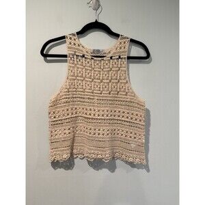 Cotton On Crochet Top Womens Small Cream Cover Up Layer Y2K Granny Festival Boho